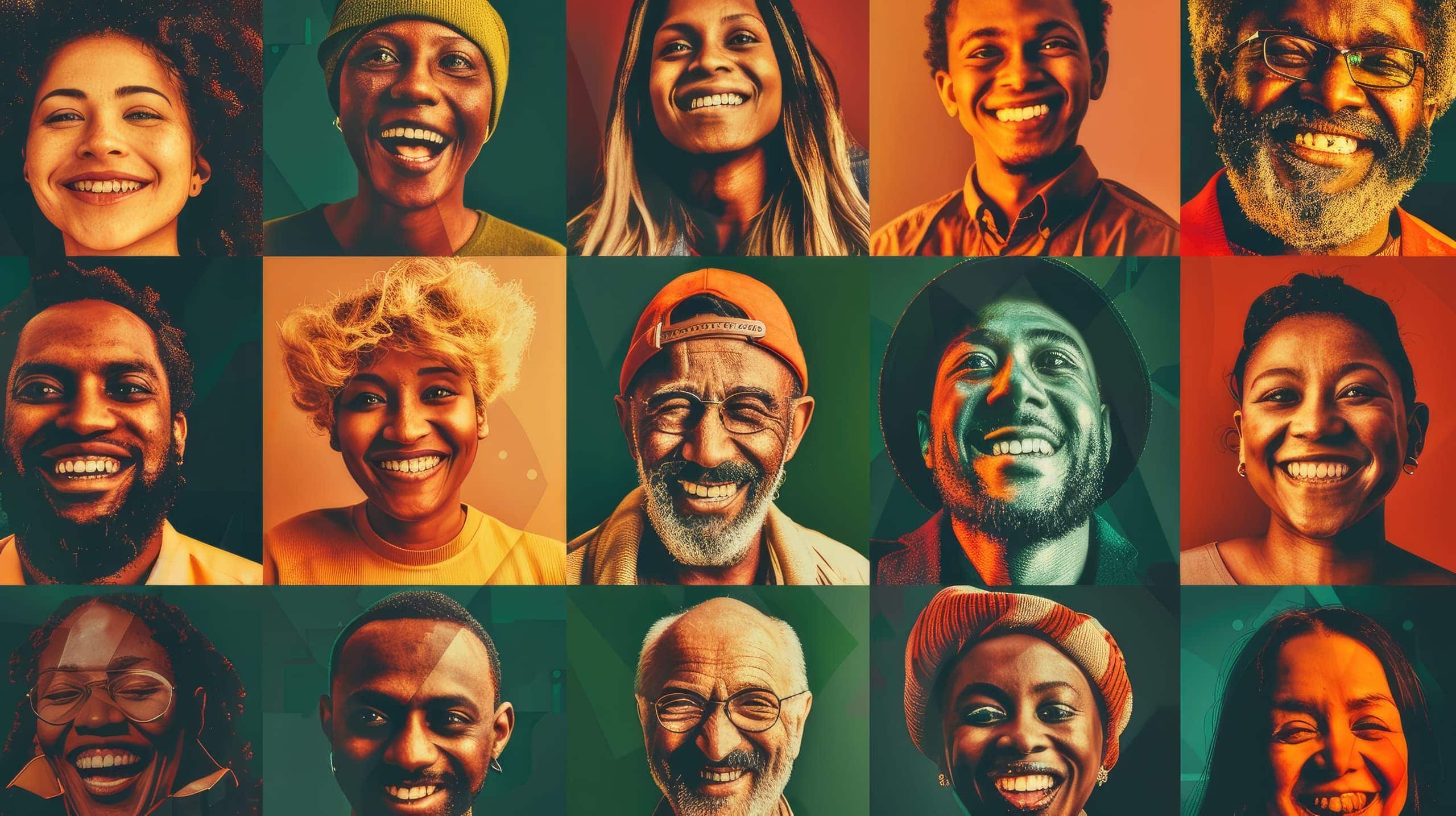 Um grupo de pessoas diversas sorridentes e motivadas em um ambiente de trabalho colaborativo, representando o engajamento e a valorização dos talentos dentro de uma ONG.