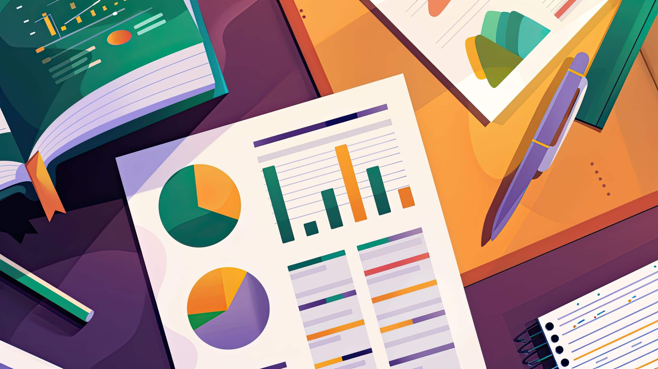 um relatório impresso detalhado sobre uma mesa, com páginas destacando dados, depoimentos e gráficos, simbolizando a análise e a revisão do impacto dos projetos sociais por parte da equipe de gestão.