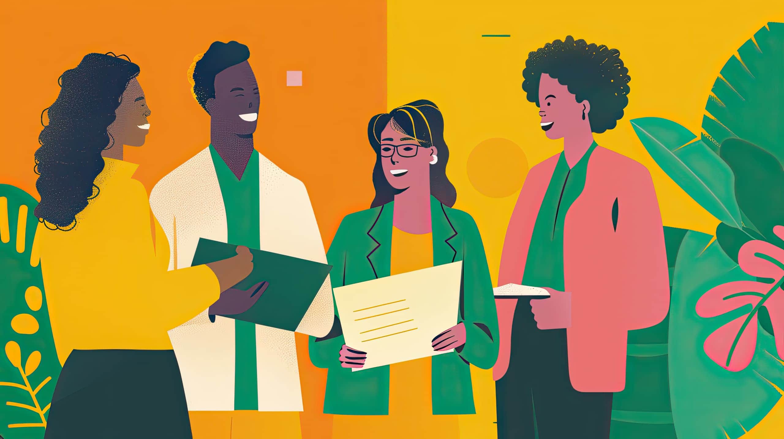 beneficiários de um projeto social bem-sucedido agradecendo os representantes das organizações parceiras, destacando o impacto positivo das parcerias estratégicas em projetos sociais.