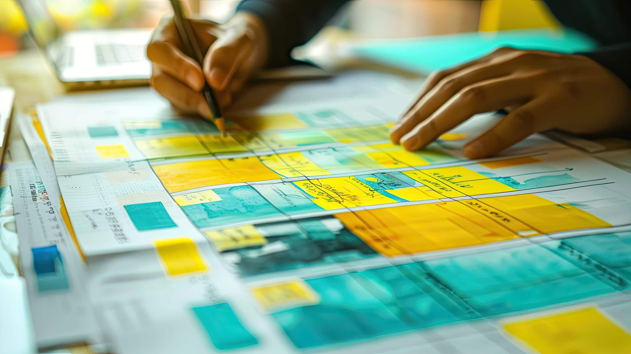 um gráfico de roadmap, mostrando etapas claras e metas a serem alcançadas para destacar a estrutura da implementação de planos estratégicos.