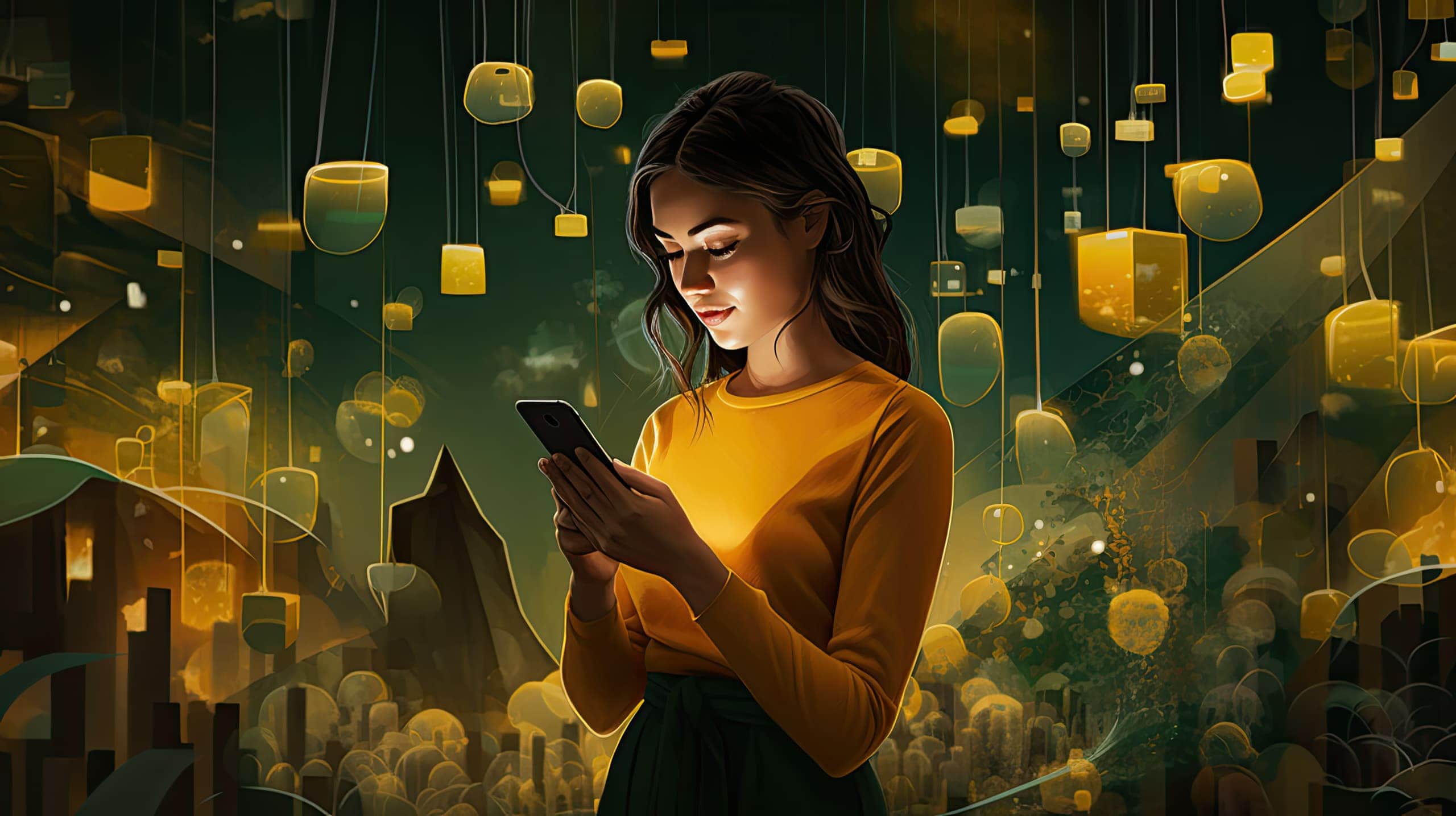 Gestora de uma ONG observa em seu celular, o desempenho de suas campanhas de fundraising em redes sociais