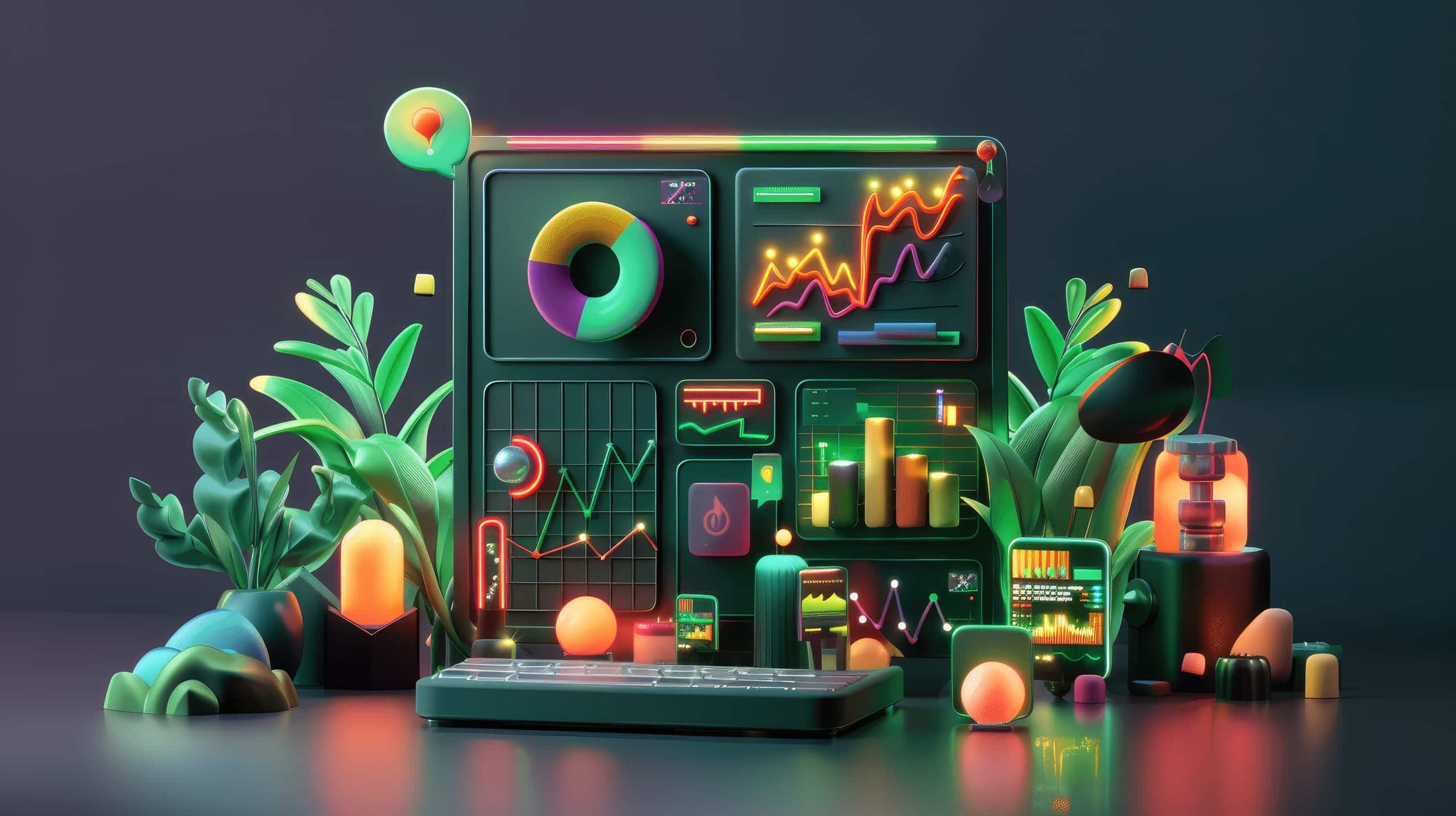 Uma tela de computador ou smartphone exibindo um painel de monitoramento de redes sociais, com gráficos de engajamento, curtidas, compartilhamentos e comentários, destacando a importância da análise de dados para ONGs.