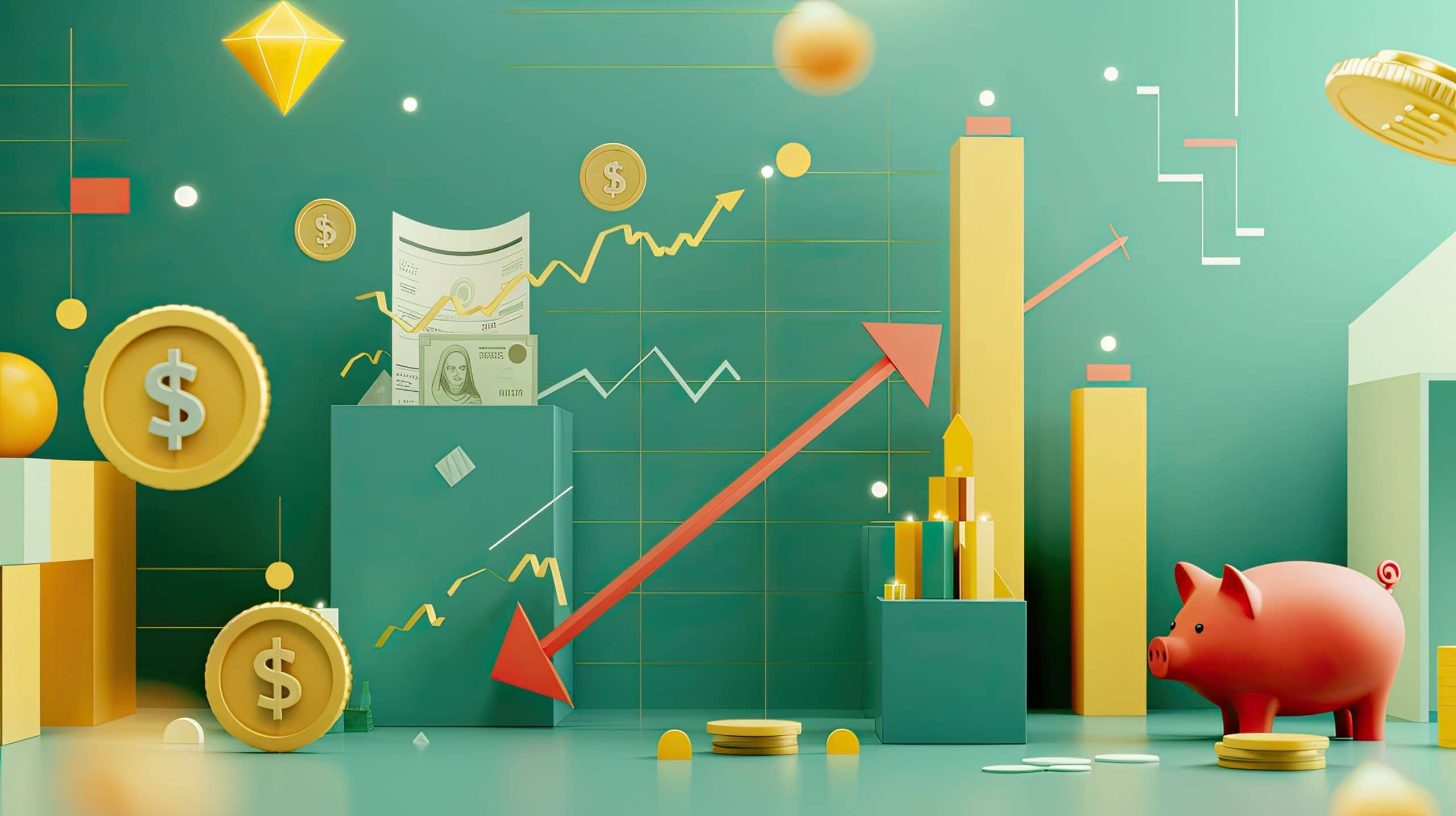 um gráfico ascendente de doações, acompanhado de ícones que simbolizem leis fiscais, com um cofrinho, trasmitindo a ideia de como as leis de incentivo fiscal impulsionam as doações.